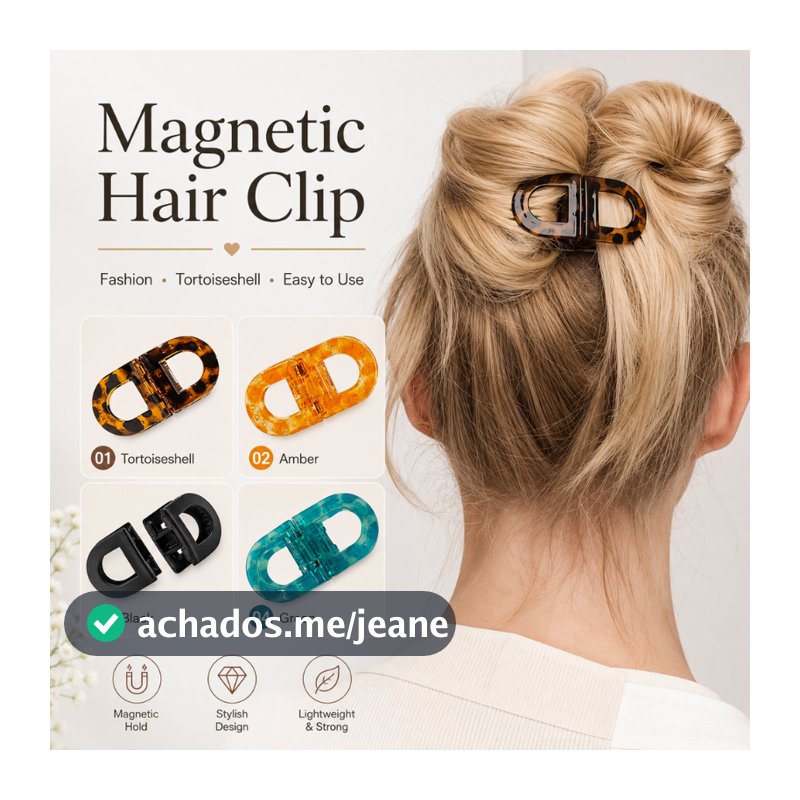 Grampo De Cabelo Magnético Destacável Garra Clipe Meia Acima Forte Segurar Acessórios De 4 Cores