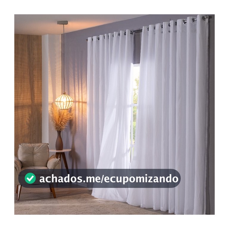Cortina Voil com Forro Microfibra 6m x 2,70 Altura p/ Varão 3m Sala Quarto