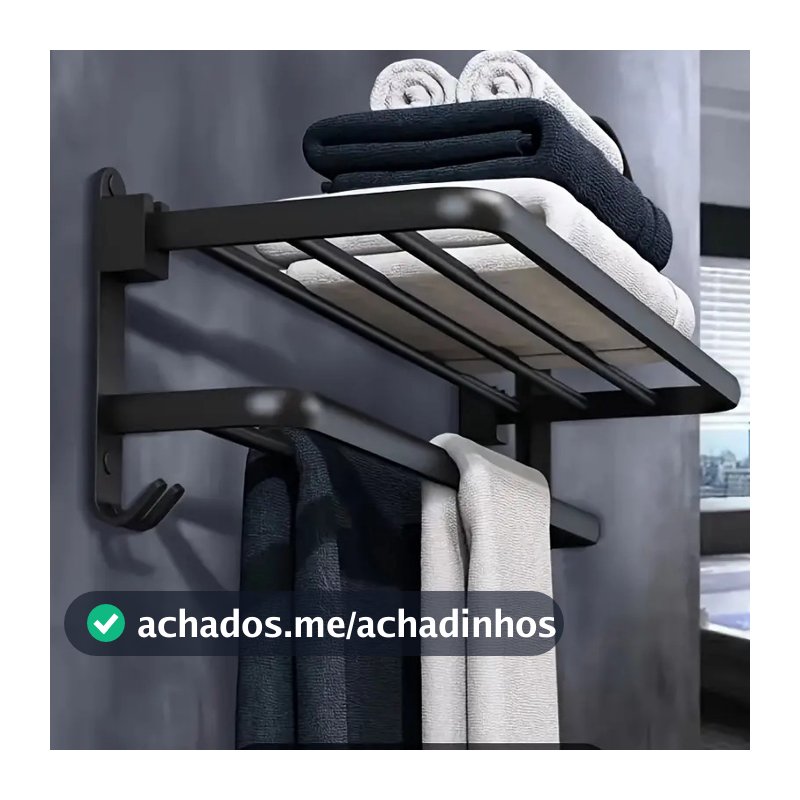Toalheiro De Parede Duplo Premium Porta Toalha Adesivo Sem Furo Banheiro Acessórios Facil Instalação