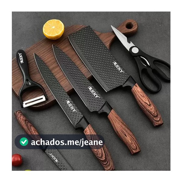 Conjunto De Facas Inox 6 Peças Antiaderente Com Cabo Reforçado Descascador E Tesoura Cozinha