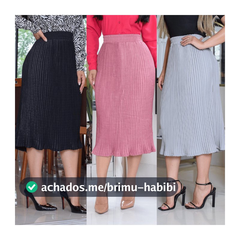 Saia Feminina Plissada Lisa Estilo Midi Cintura Alta Leve Confortável Look Chique Dia a Dia