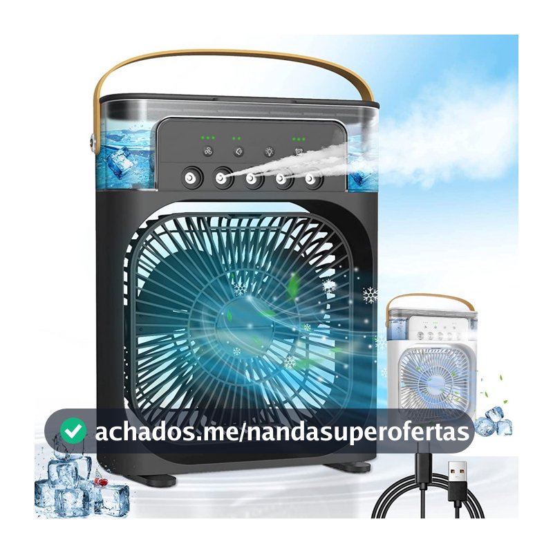 Mini Ar Condicionado Climatizador Umidificador Ventilador Portátil USB Led Quarto Sala Escritório Reservatório 600ml