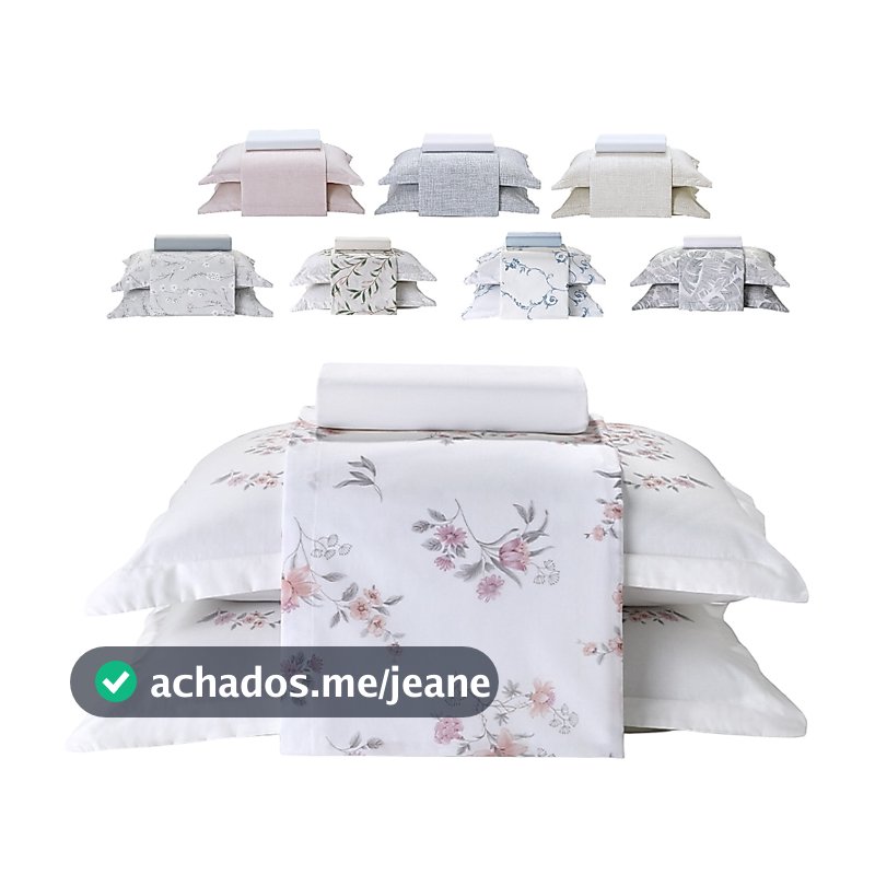 Jogo de Cama Queen 4 Peças Lençol com Elástico 100% Algodão Percal 180 Fios 158x198x35cm - Dohler