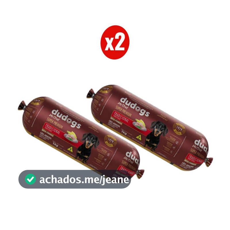 Kit 2 Dudogs Mr Chef Tradicional Ração Semi Úmida para Cães 1Kg FVO