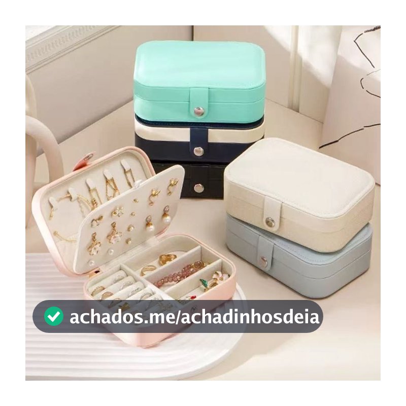 Caixa de joias, caixa de camada dupla, caixa de armazenamento de viagem de veludo, caixa de armazenamento de MDF médio