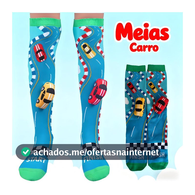 Meias Cartoon Carro Cano Alto 3D Meias Maluca Divertida Personagens