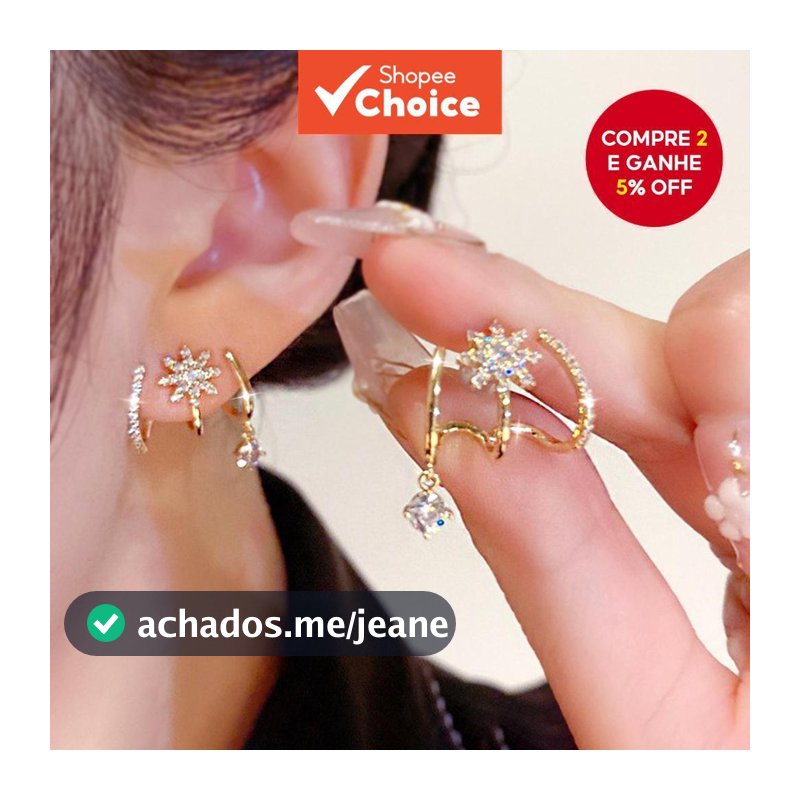 Brincos femininos 1 par, na cor dourada, com zircônia embutida, design de estrela de oito pontas, feitos de liga metálic