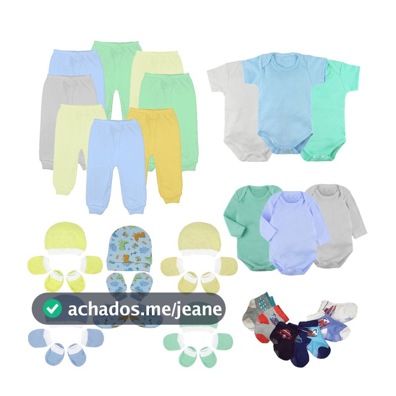 Kit 36 Pçs Enxoval Maternidade Body Mijão Toucas Luvas Meias