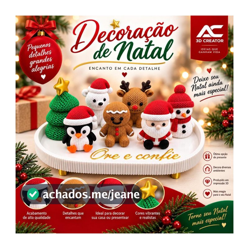 Kit Decoração Natalina Personagens de Natal Papai Noel Rena Boneco de Neve Pinguim e Gingerbread urso polar Decorativos