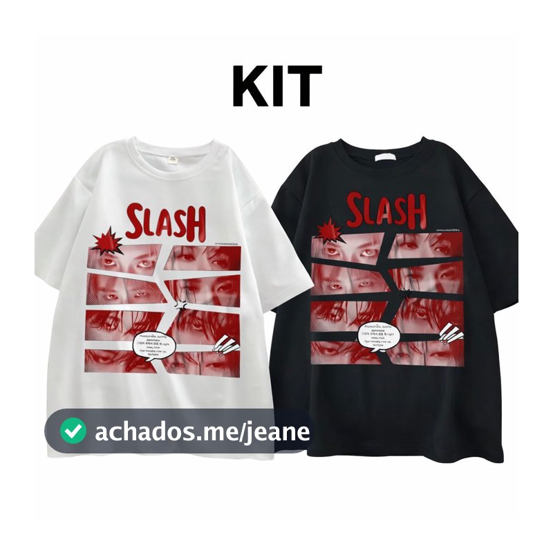 Kit 2 Camisetas Kpop Estampa Slash Stray Kids Algodão Premium
