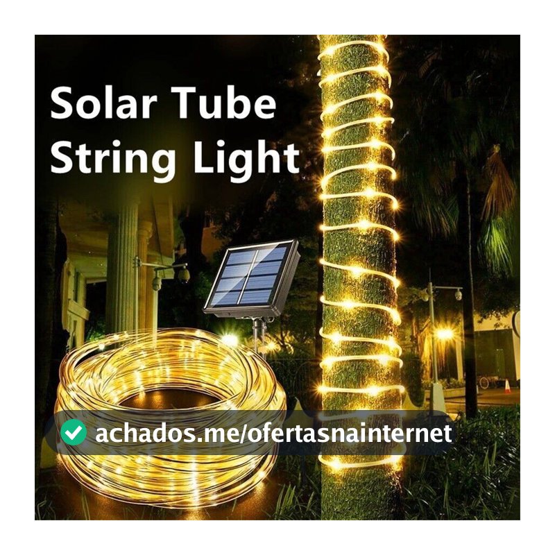 10M/20M Pisca Luzes de corda solar fio de fada ao ar livre tubo fada tira jardim Decoração de natal