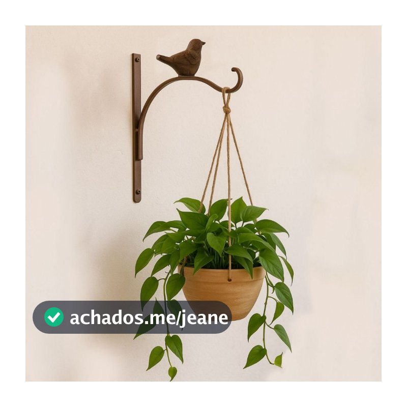 Suporte Mão Francesa Simples Ferro com Passarinho Jardim Vertical Rústica Vasos Farmhouse