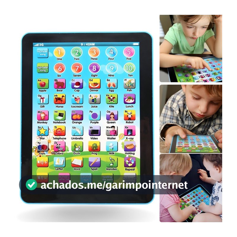 Kit1/2Tablet Interativo Infantil Bilíngue Educativo Brinquedo De Crianças Educativo Menino E Menina