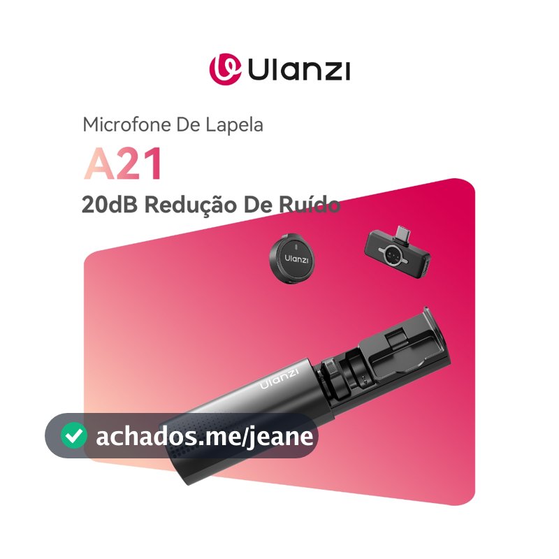 ULANZI A21 Microfone De Lapela Sem Fio Mini Bluetooth 20dB Redução De Ruído Para Type-C/Lightning