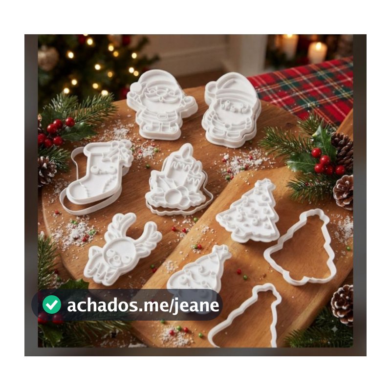 Kit 7 Cortadores de Biscoitos Natalinos - 7cm – Impressão 3D - Natal