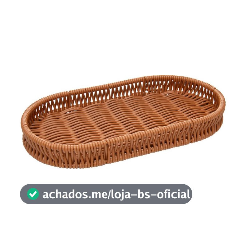 Cesta Oval Lyor de Plástico Natural 24,5x12,5x3cm - Ideal para Bandejas Armários e Mesa Posta Cozinha Jardins