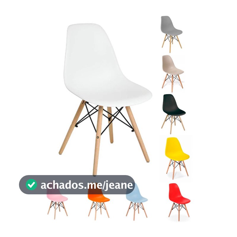 Cadeira Charles Eames Eiffel Wood Colorida Para Escrivaninha Escritório Pés De Madeira