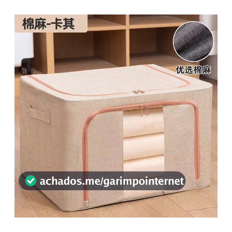 Caixa Organizadora Roupas Brinquedos Lençol Edredom Guarda Roupa Dobrável Visor Transparente 66L