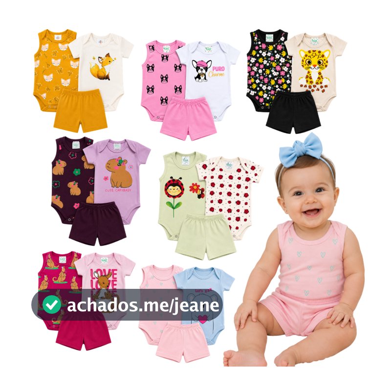 Kit 6 peças body bebe menina verão trijunto body regatinha body manga curta tapa fralda
