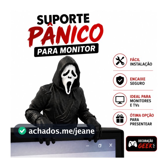 Suporte Pânico Para Monitor | Decoração Geek para Setup Gamer | Enfeite para Monitor