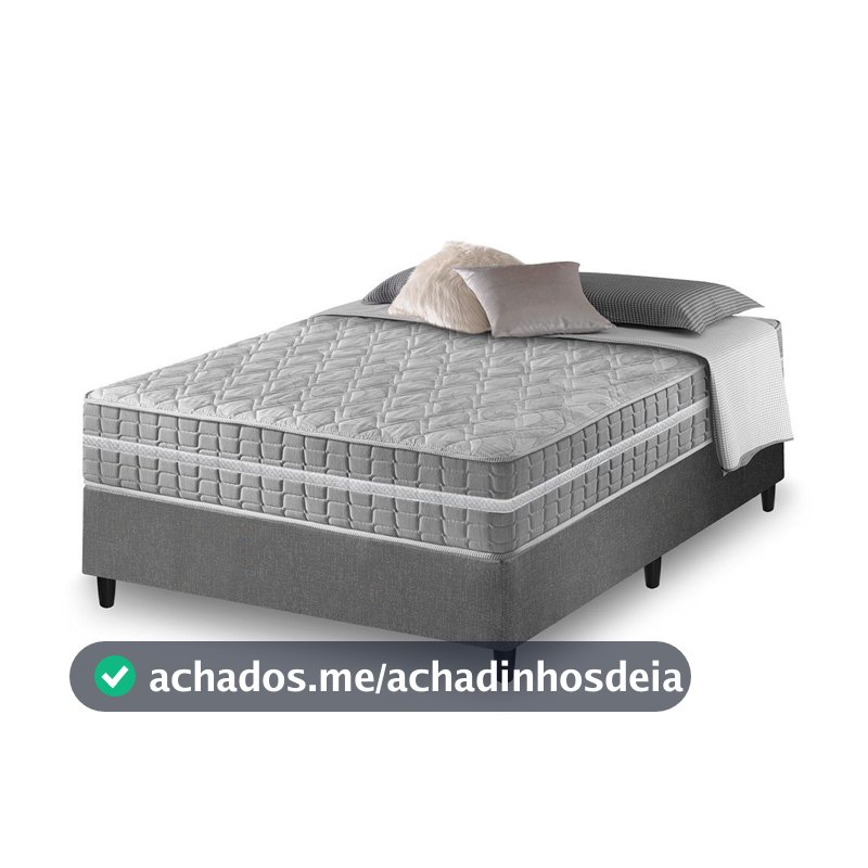 Cama Box Casal Cinza + Colchão Molas Ensacadas Zidi Alabama 138x188x61cm