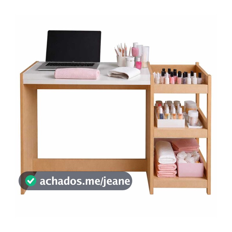 Mesinha de manicure Quarto Sala Decoração multiUso três bandejas 60cm