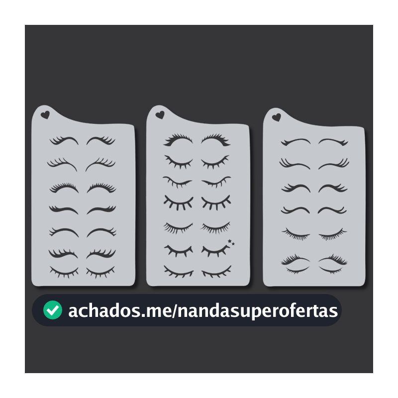 Kit 21 Stencil Olhos e Cilíos Fofo Molde Vazado Pintura Olhinhos para Tecido Pano Prato Confeitaria
