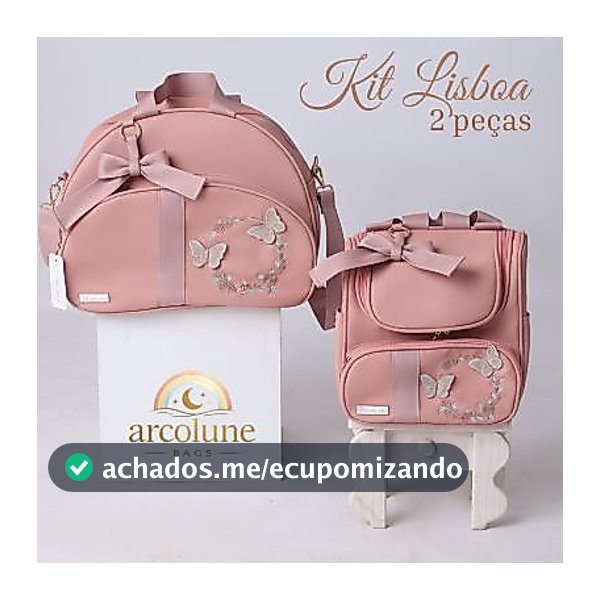 Kit de bolsas maternidade borboletas mochila multifuncional alças 2 em 1 | térmica e impermeável  menina
