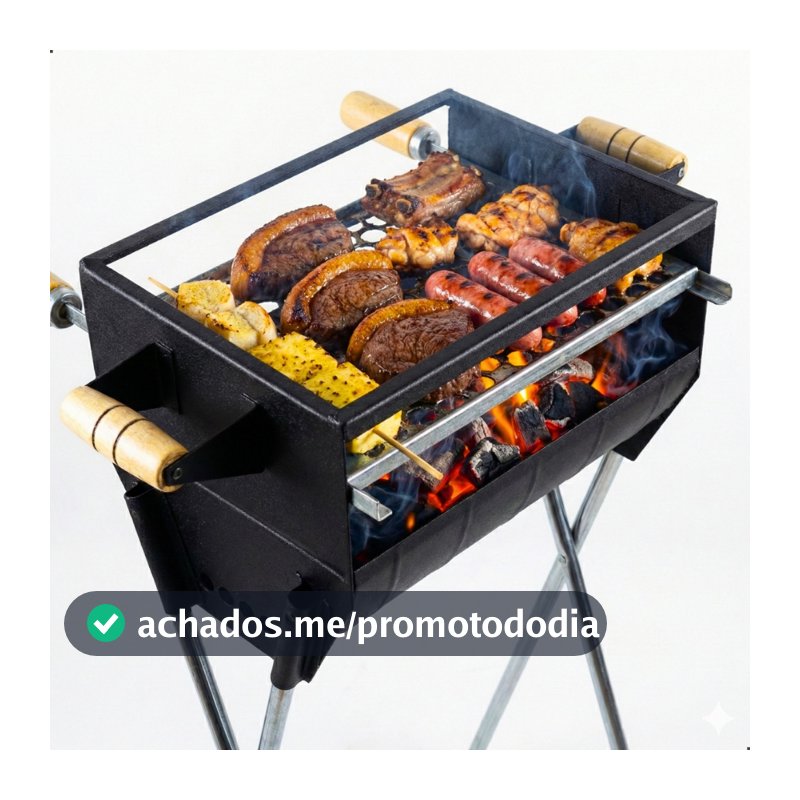 QUEIMA DE ESTOQUE! Churrasqueira a Carvão 83cm Com Grelha Inclusa em Aço Reforçado Espetinho Media