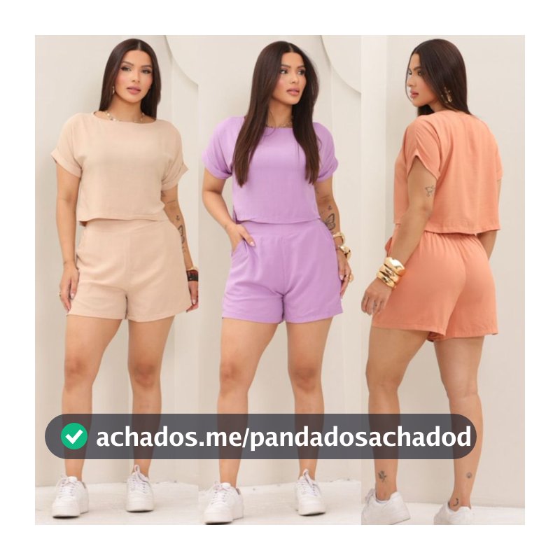 Conjunto Feminino Alfaiataria Shorts e Blusa Elegante Casual Confortavel Cropped Shorts Cintura Alta Premium