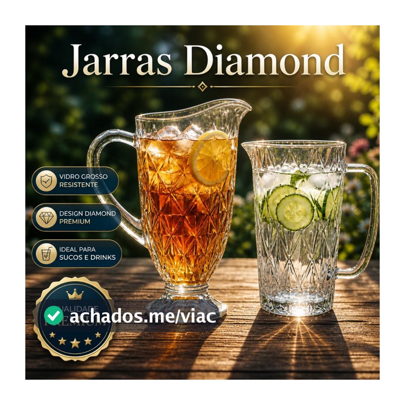 Jarra De Vidro Diamond 1.2L Para Água Suco Drinks Chá Transparente Diamante Resistente Buffet