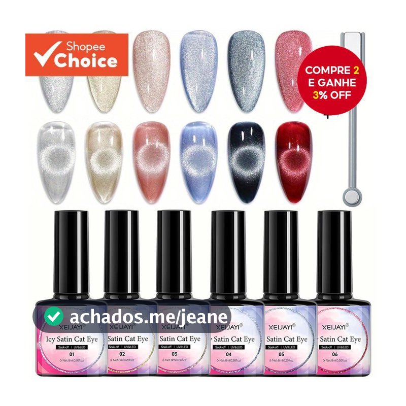 7pcs 6 Cores 8ml Efeito Camaleão Conjunto de Esmalte Gel Magnético UV Led Gato Olho Manicure Nail Art Kit