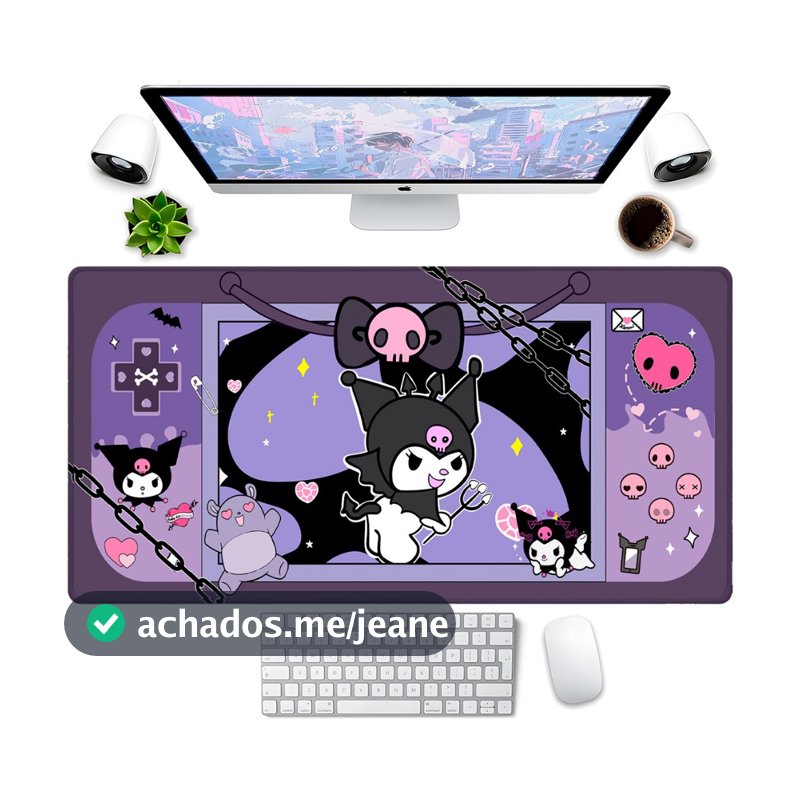 Mouse Pad Gamer Kuromii 70x35cm Borda Costurada Tapete Estampado Cute Vários Modelos