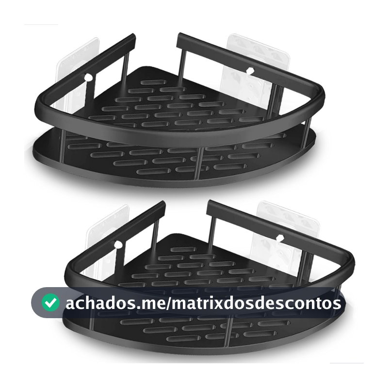 Kit Suporte de Canto Porta Shampoo Prateleira Para Banheiro Cantoneira Organizador com Adesivo