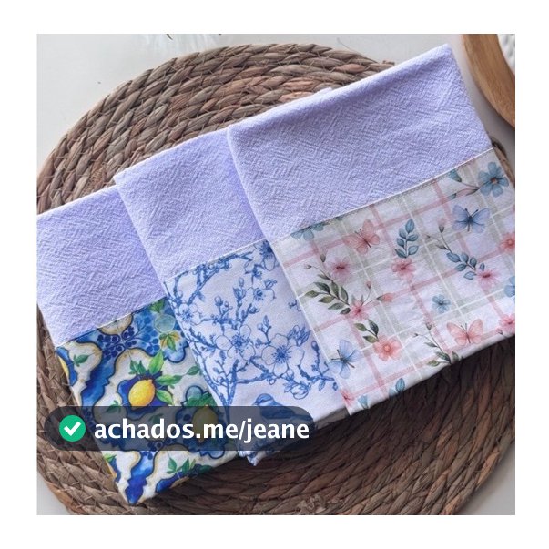 Kit 3 Panos de Copa Estampados 41x66cm Algodão para Cozinha Decoração Delicada