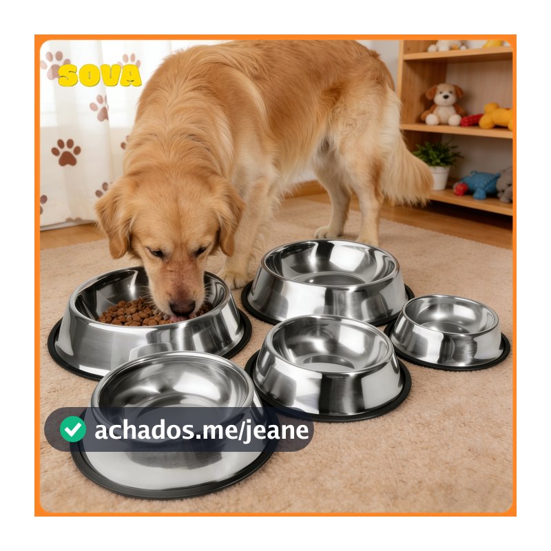 Cachorro Pote De Ração Água E Ração Antiderrapante Resistente Aço Inox Animais Estimação para Gatos e Cães