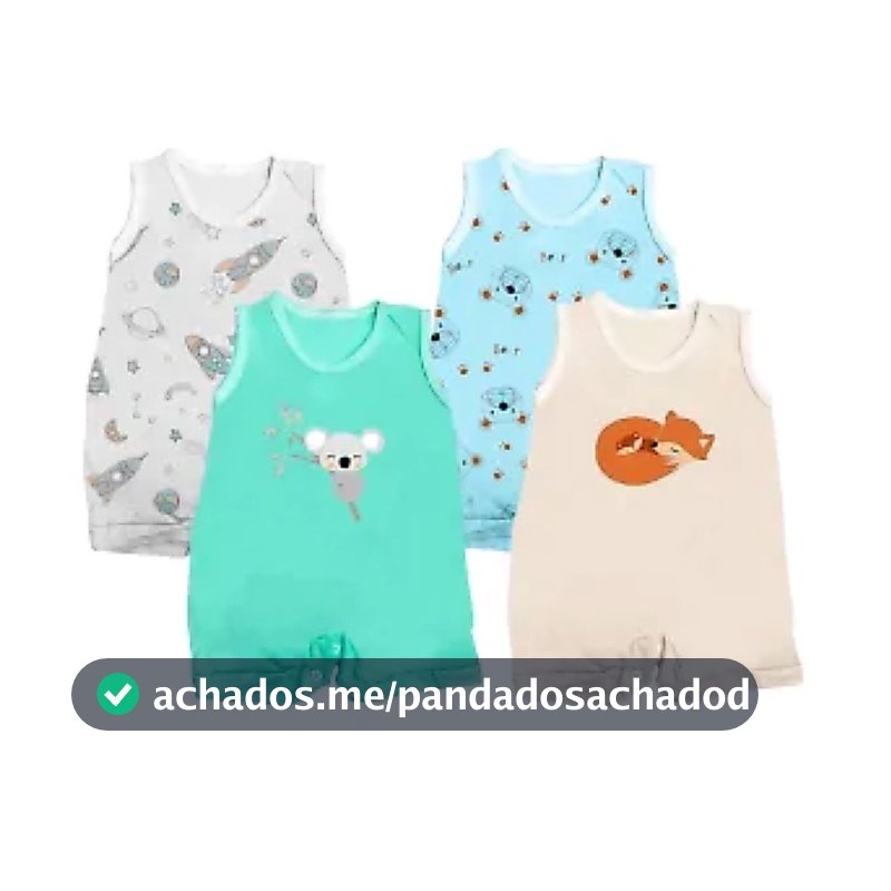 Kit Roupa de Bebê 4 Pçs Macaquinho Regata Estampado Verão
