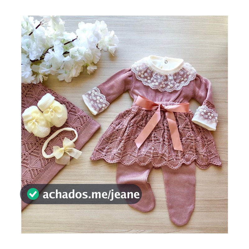 Kit Saída Maternidade Menina Vestido Rosê 6 Peças