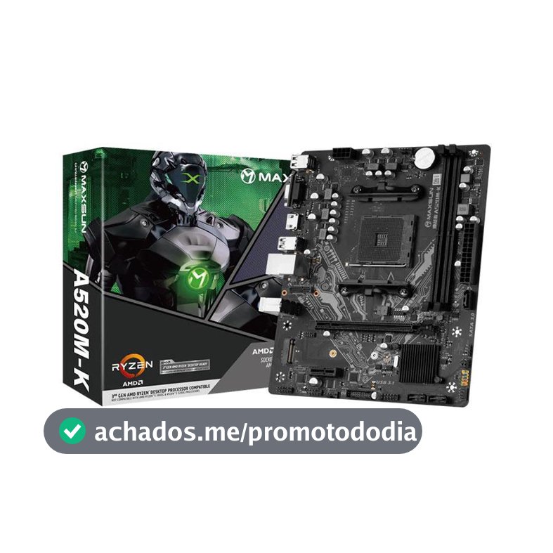 Placa Mae Maxsun Challenger A520M-K DDR4 Socket AMD AM4 M-ATX Chipset AMD A520, MS-CHALLENGER-A520MK