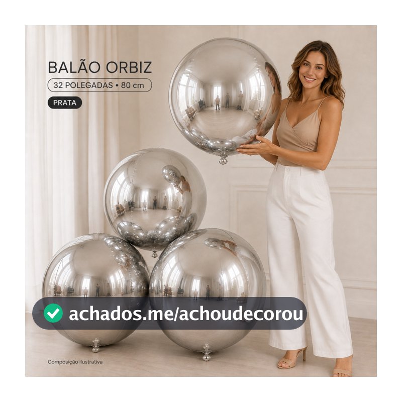 Kit 20 Balões Orbiz Orbz Metalizados 32 Polegadas Esfera 4D para Festas