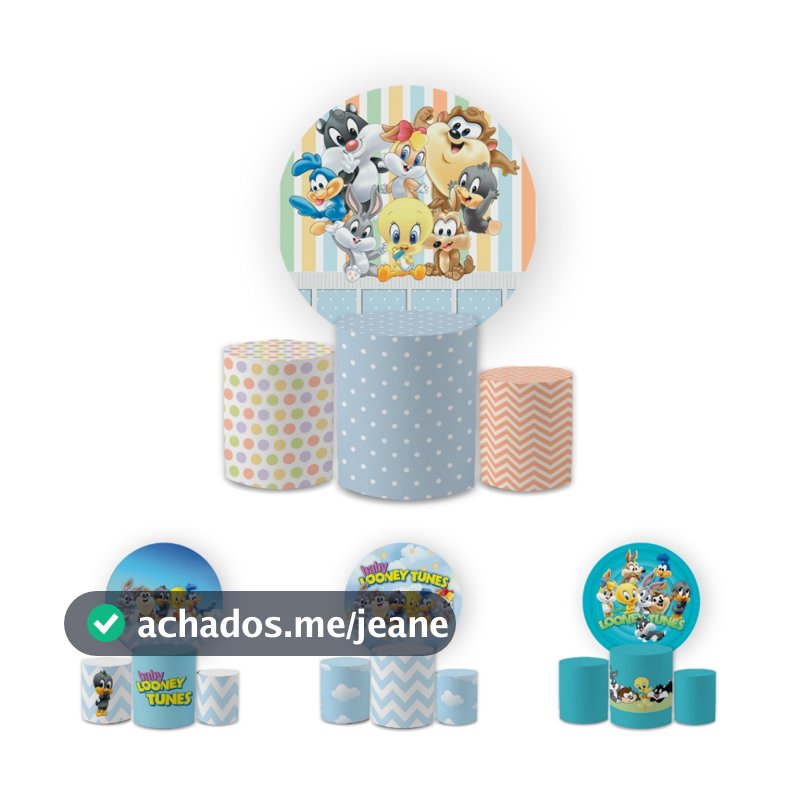 Kit Capas Festivas Para Painel e Cilindros Aniversario Decoração Lançamento L00ney Tones Baby