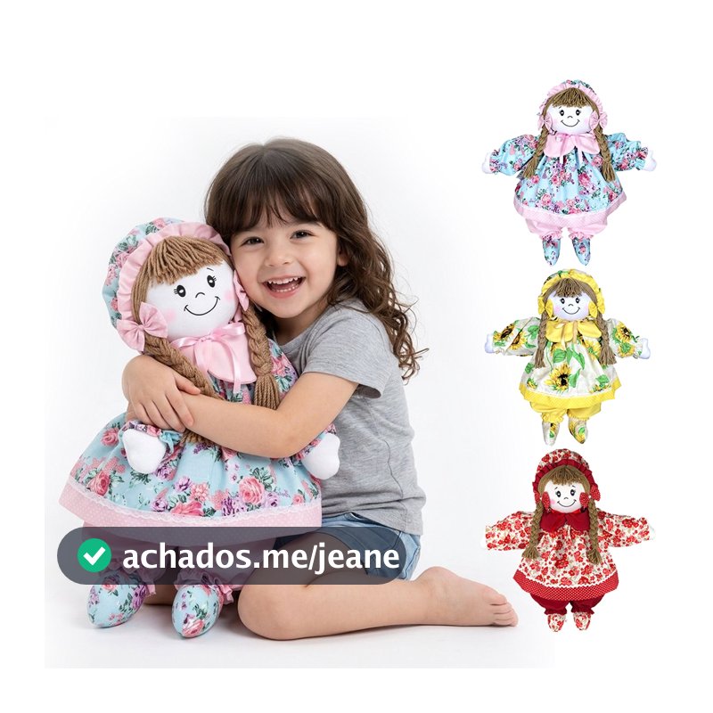 Boneca de Pano Artesanal 60 cm Boneca Juna