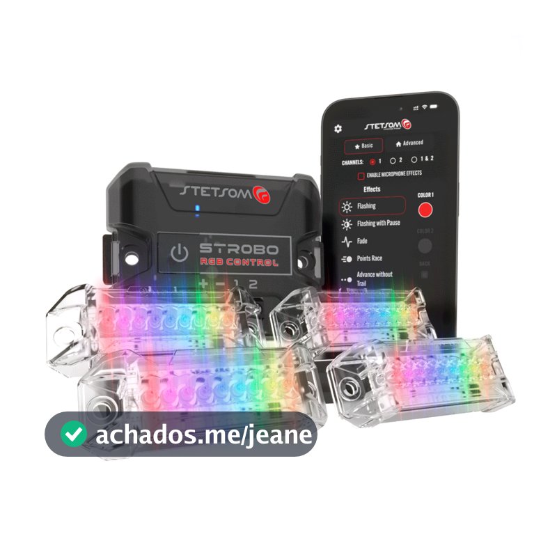 Kit 4 Strobo Stetsom Led Rgb Automotivo Bluetooth Com App