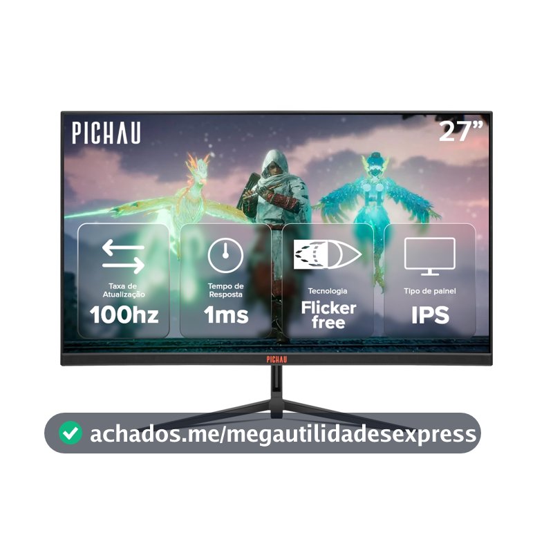 Monitor Gamer Pichau Athen V3S, 27 Pol, IPS, FHD, 1ms, 100Hz, HDMI/VGA, PG-ATH27V3S-BL02