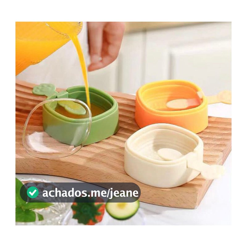 kit 3 Forma de Silicone com Tampa - Para Gelo, PAPINHA, Frutas e Molhos, com PALITO para SORVETINHO