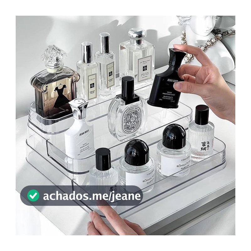 Expositor de Perfumes Cosméticos 3 Andares Multiuso Organizador Prateleira Diamante Acrílico Porta Maquiagem Beleza