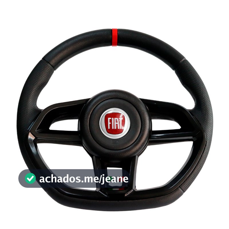 Volante EsportivoPreto Emblema Logo Vermelho Itália Anel Vermelho Uno Fire Palio Siena Punto Fiorino