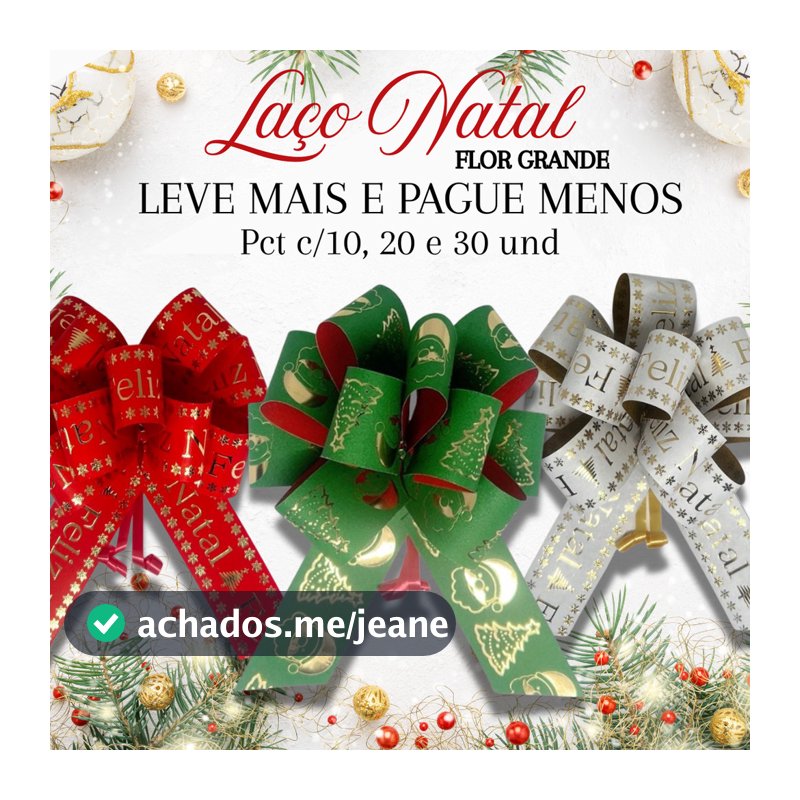 Laço Pronto Para Presente e Embalagem - NATAL - Flor Grande - Leve Mais e Pague Menos (Laço de Papel)