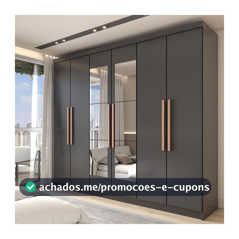 Guarda-Roupa Casal Odisseia 6 Portas 2 Gavetas com Espelho