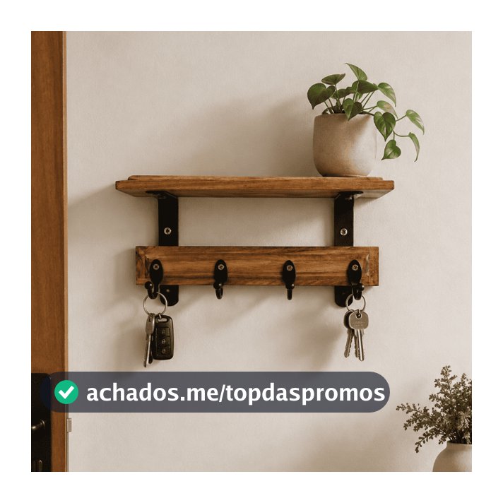 1 Unidade - Porta Chave com Cabideiro Aparador em Gancho Único